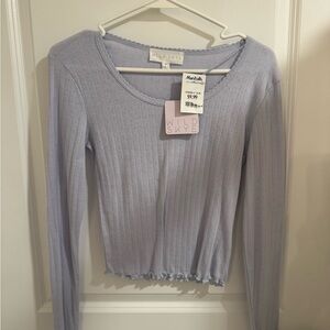 Wild Skye Women's Light Purple Ribbed Blouse